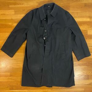 Men's Vintage Koratron Scotchgard Black Trench Rain Over Coat - with Liner - 42R